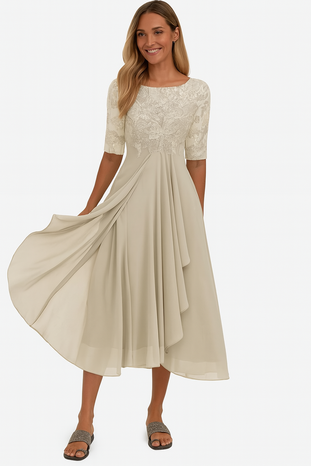 Ximena - Stilvolles knielanges Spitzenkleid für Damen