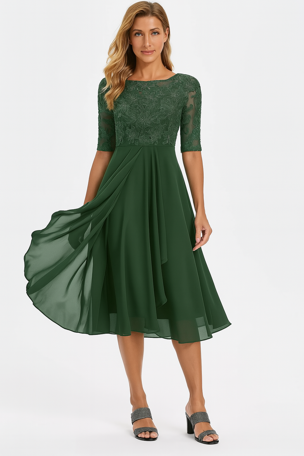 Ximena - Stilvolles knielanges Spitzenkleid für Damen