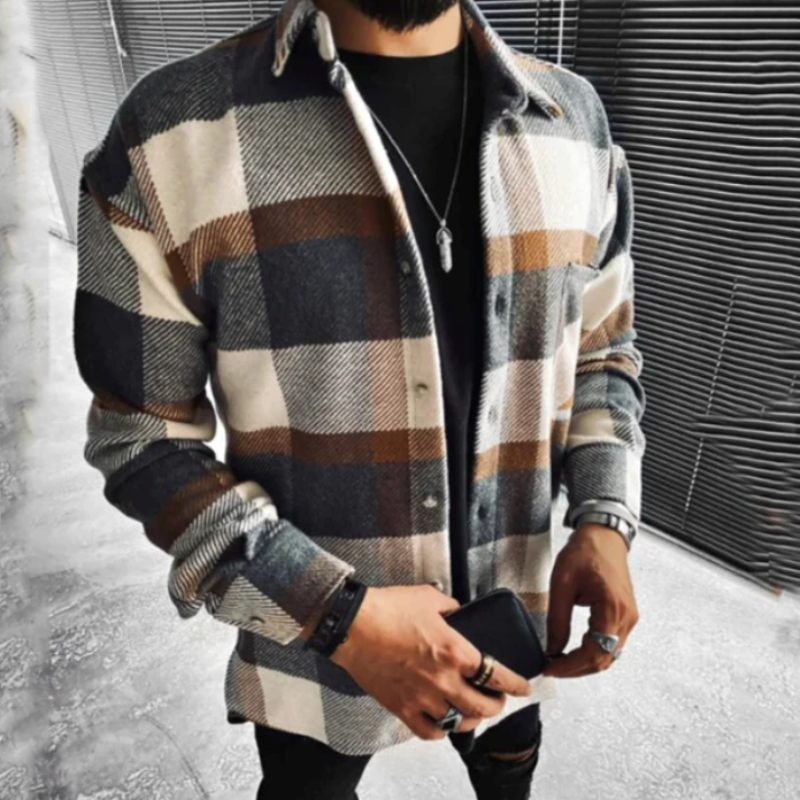 Ben – Kariertes Overshirt mit Brusttasche für Männer