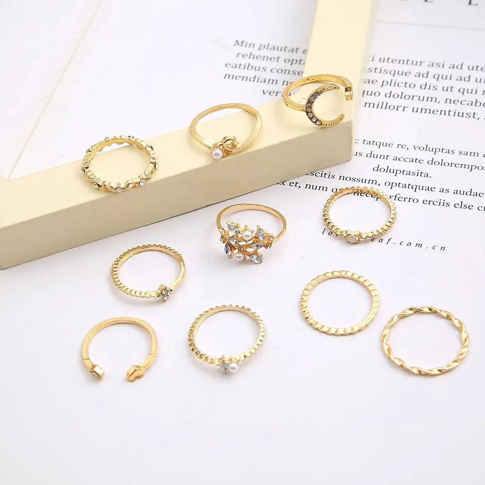 Savana – Set von 10 Boho-Ringen in Silber- und Goldtönen