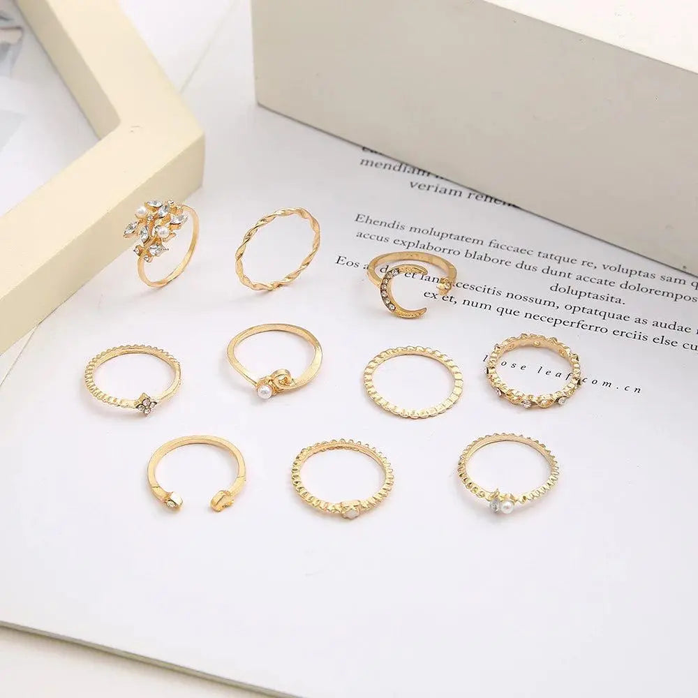 Savana – Set von 10 Boho-Ringen in Silber- und Goldtönen