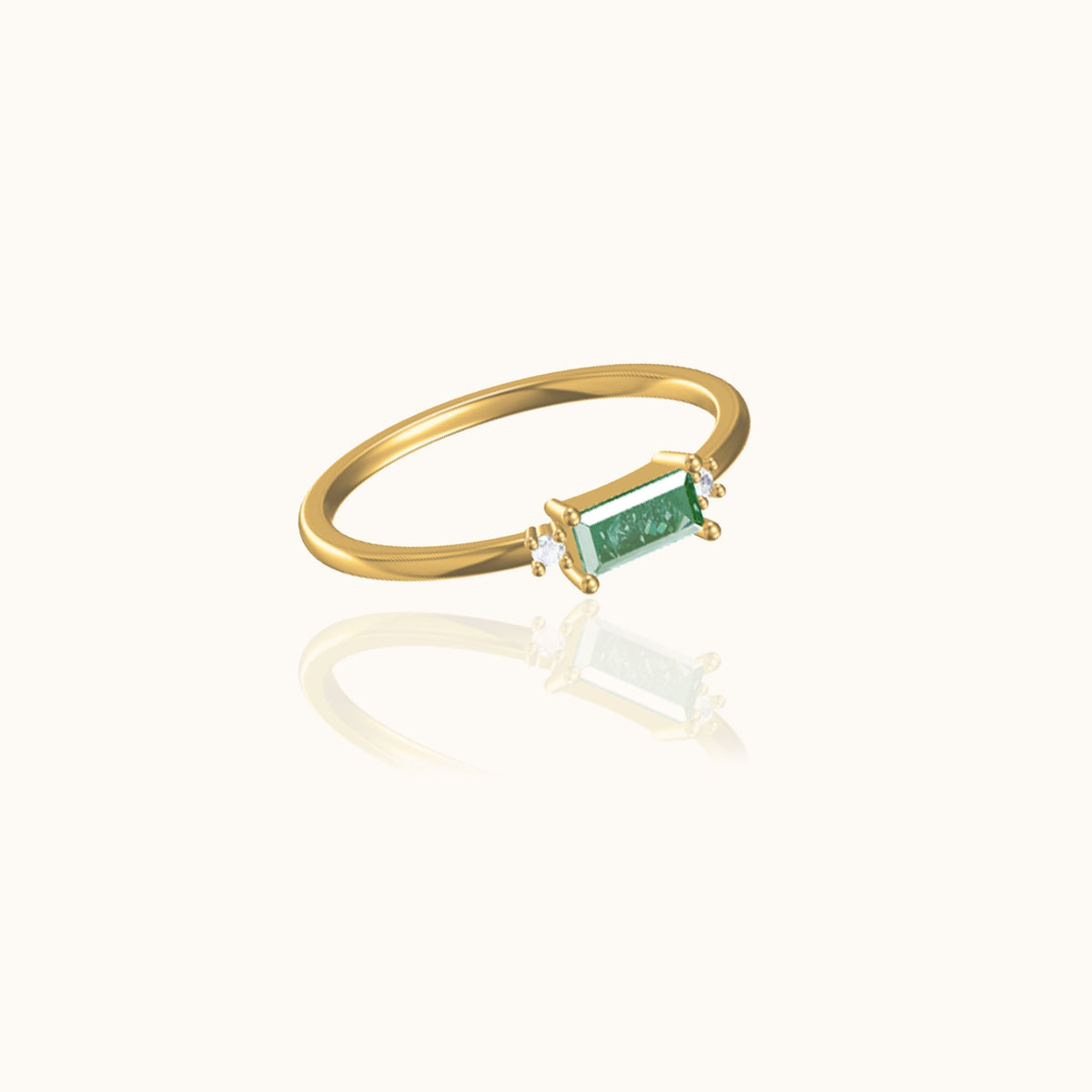 Fen - Anillo baguette weich mit grüner Zirkonia