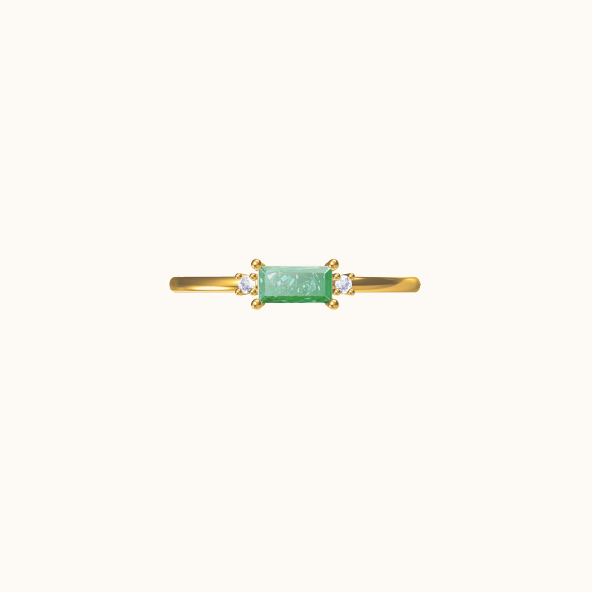 Fen - Anillo baguette weich mit grüner Zirkonia