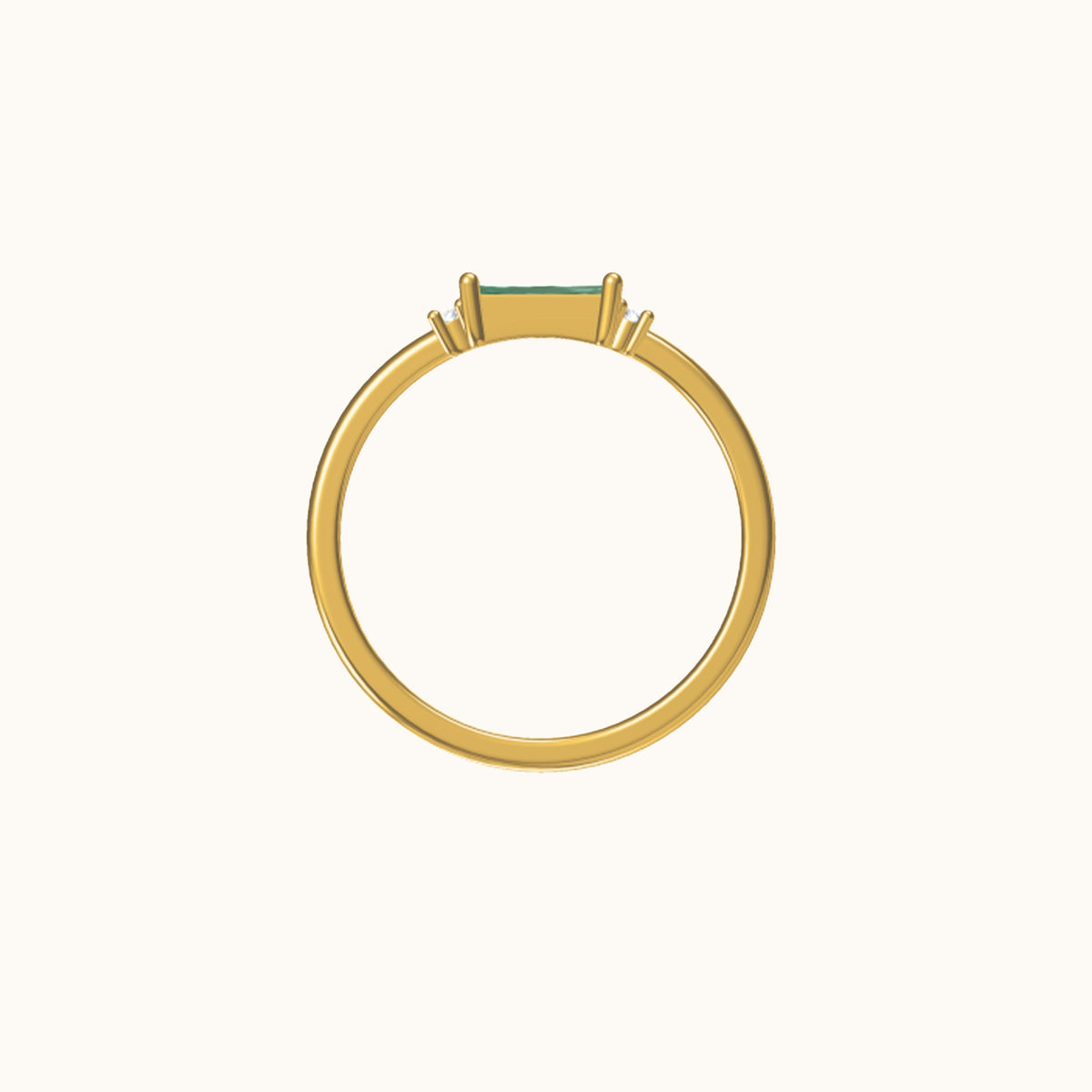 Fen - Anillo baguette weich mit grüner Zirkonia