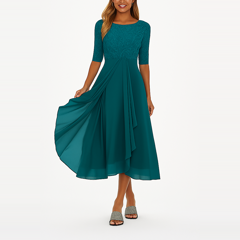 Ximena - Stilvolles Damenkleid mit Spitzenakzenten bis zum Knie