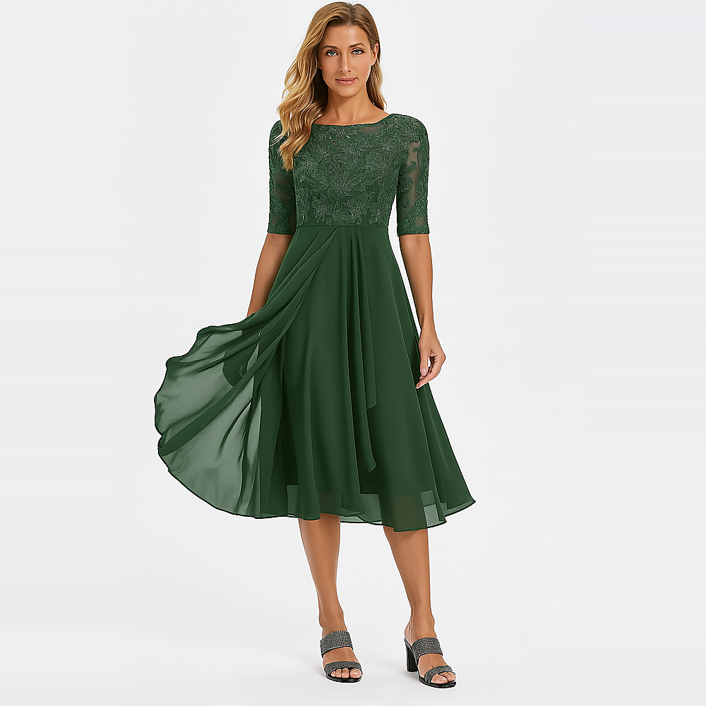 Ximena - Stilvolles Damenkleid mit Spitzenakzenten bis zum Knie