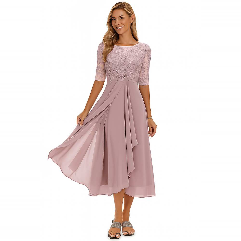 Ximena - Stilvolles Damenkleid mit Spitzenakzenten bis zum Knie