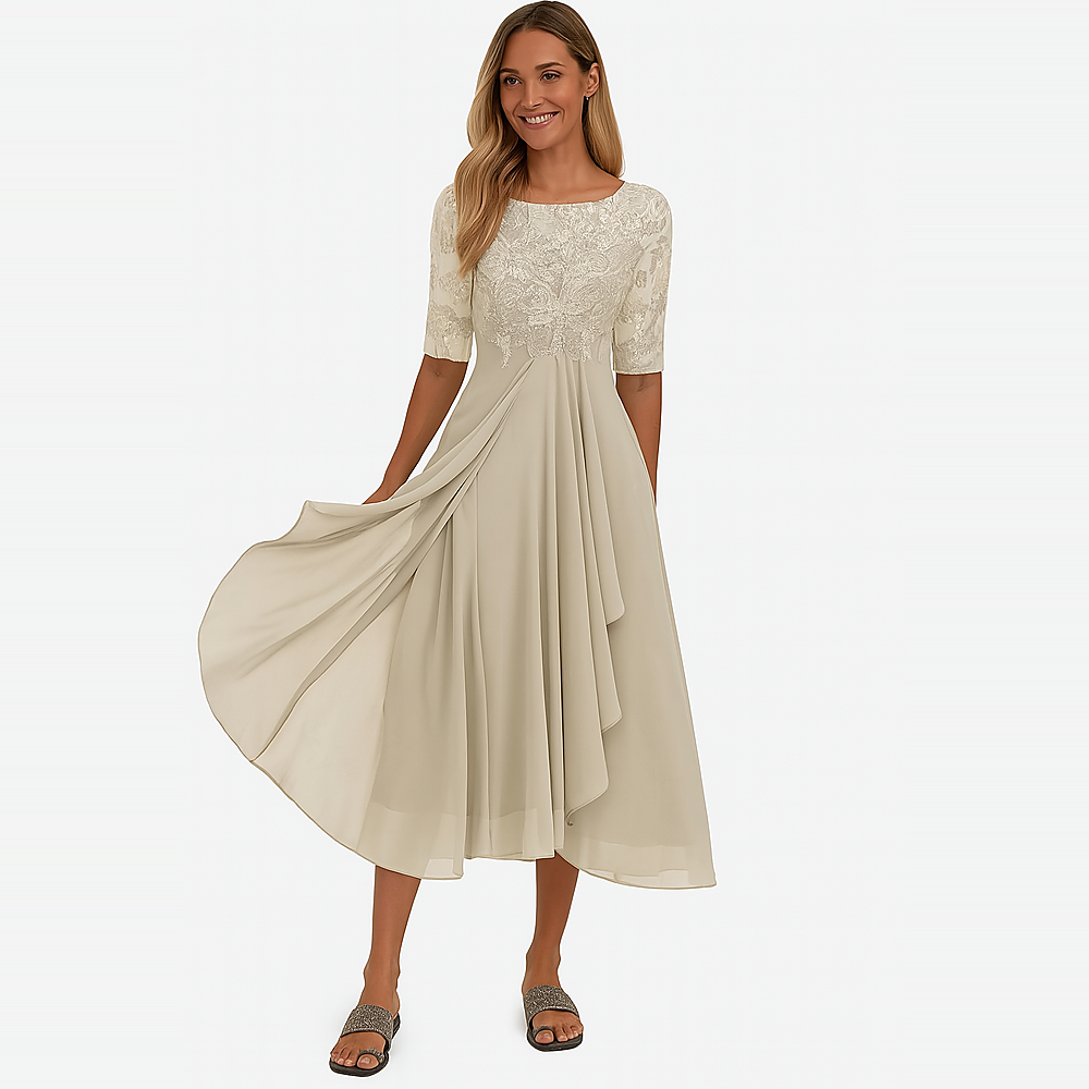 Ximena - Stilvolles Damenkleid mit Spitzenakzenten bis zum Knie