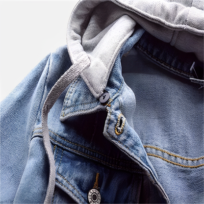 Adah - Lange Jeansjacke mit abnehmbarer Kapuze
