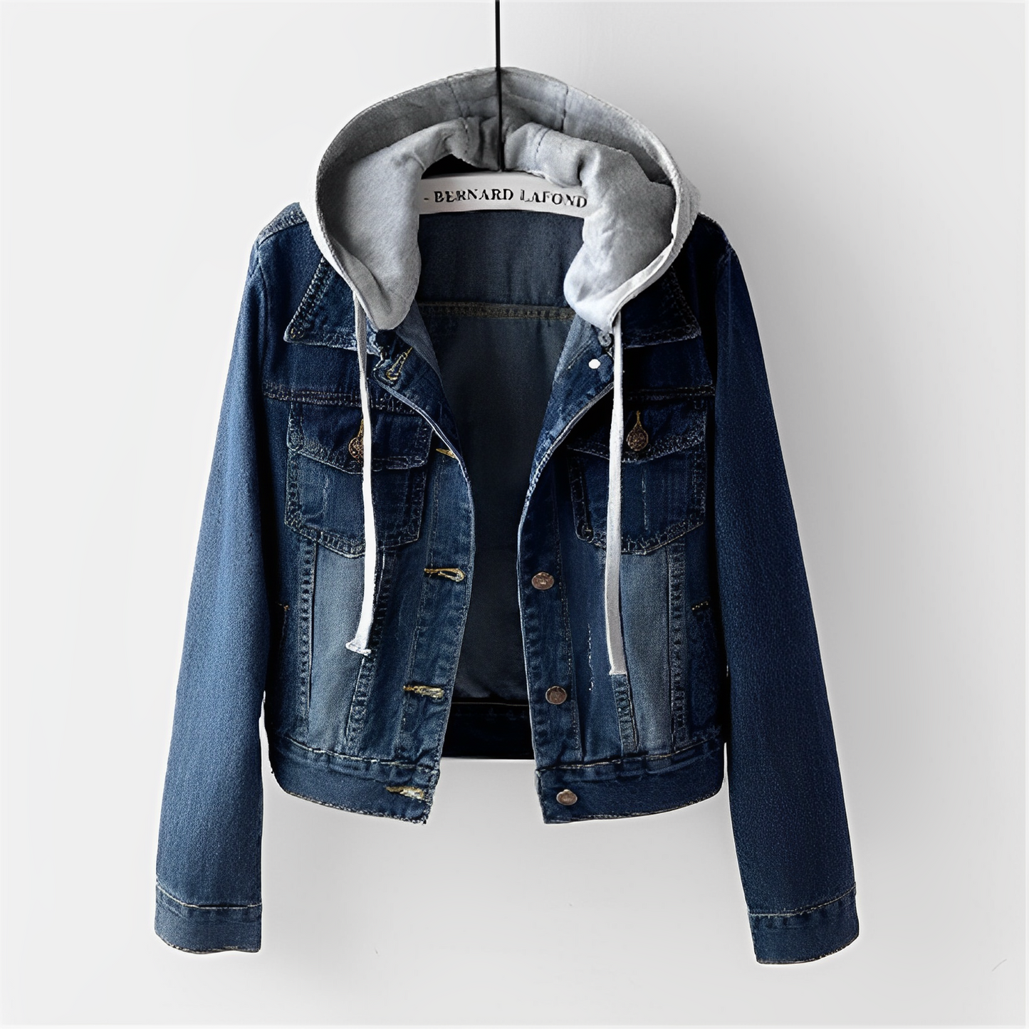 Adah - Lange Jeansjacke mit abnehmbarer Kapuze