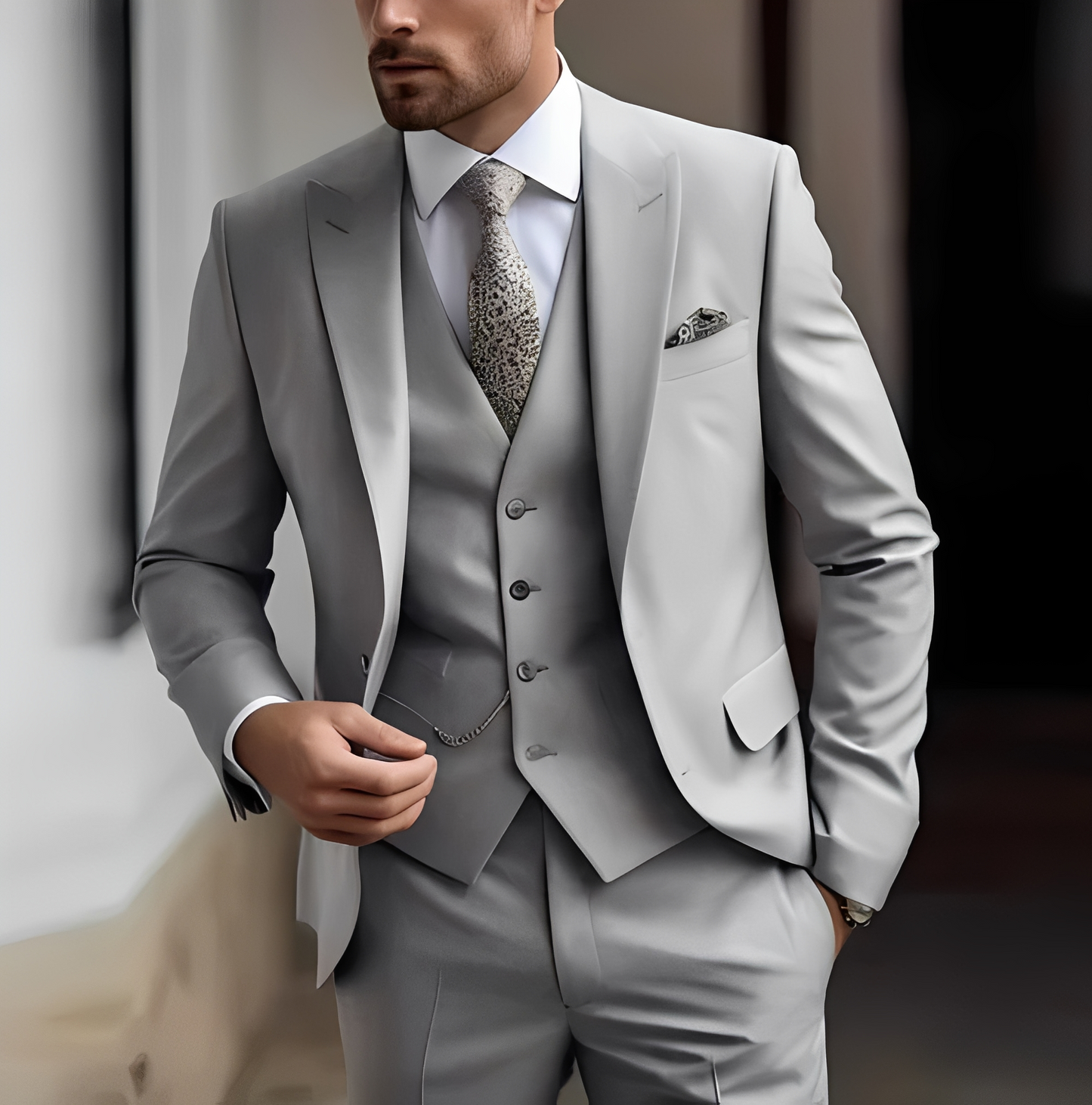 Abenner - Formelles dreiteiliges Slim-Fit-Outfit für Herren