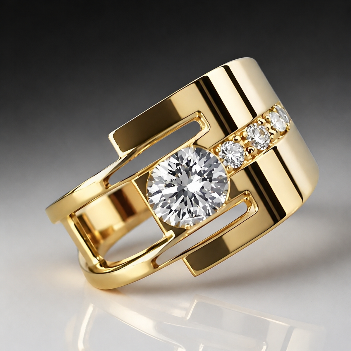 Sharon – Vintage Goldring mit unregelmäßigen Zirkonia