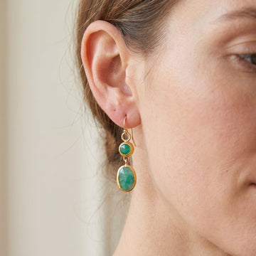 Mireya – Vintage Ohrringe in Gold mit Türkisstein