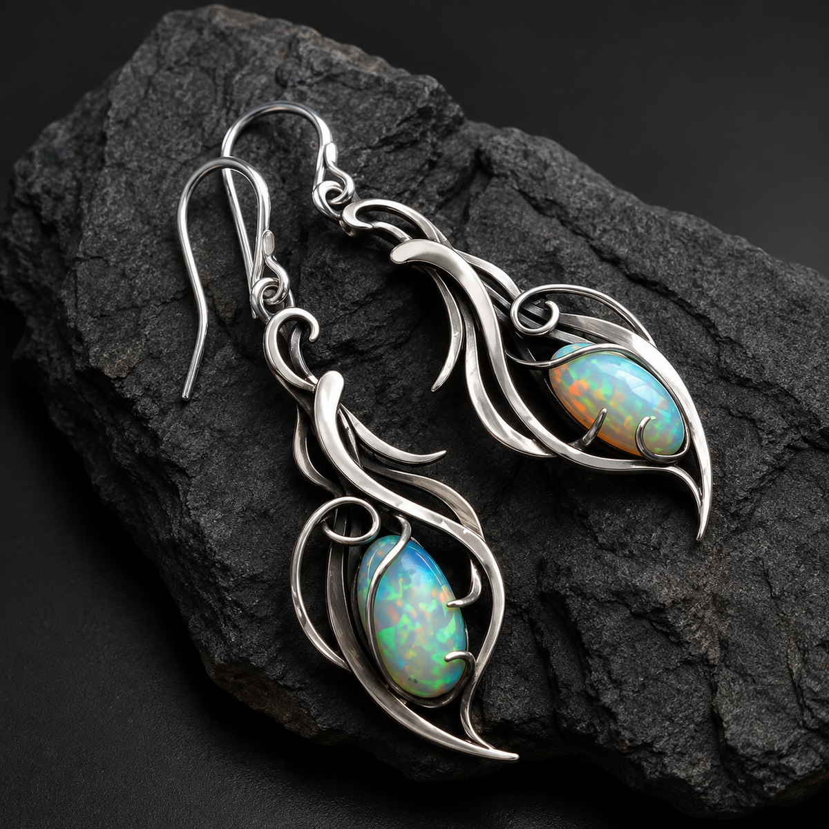 Tony – Ohrringe vintage aus Silber mit blauem Opal