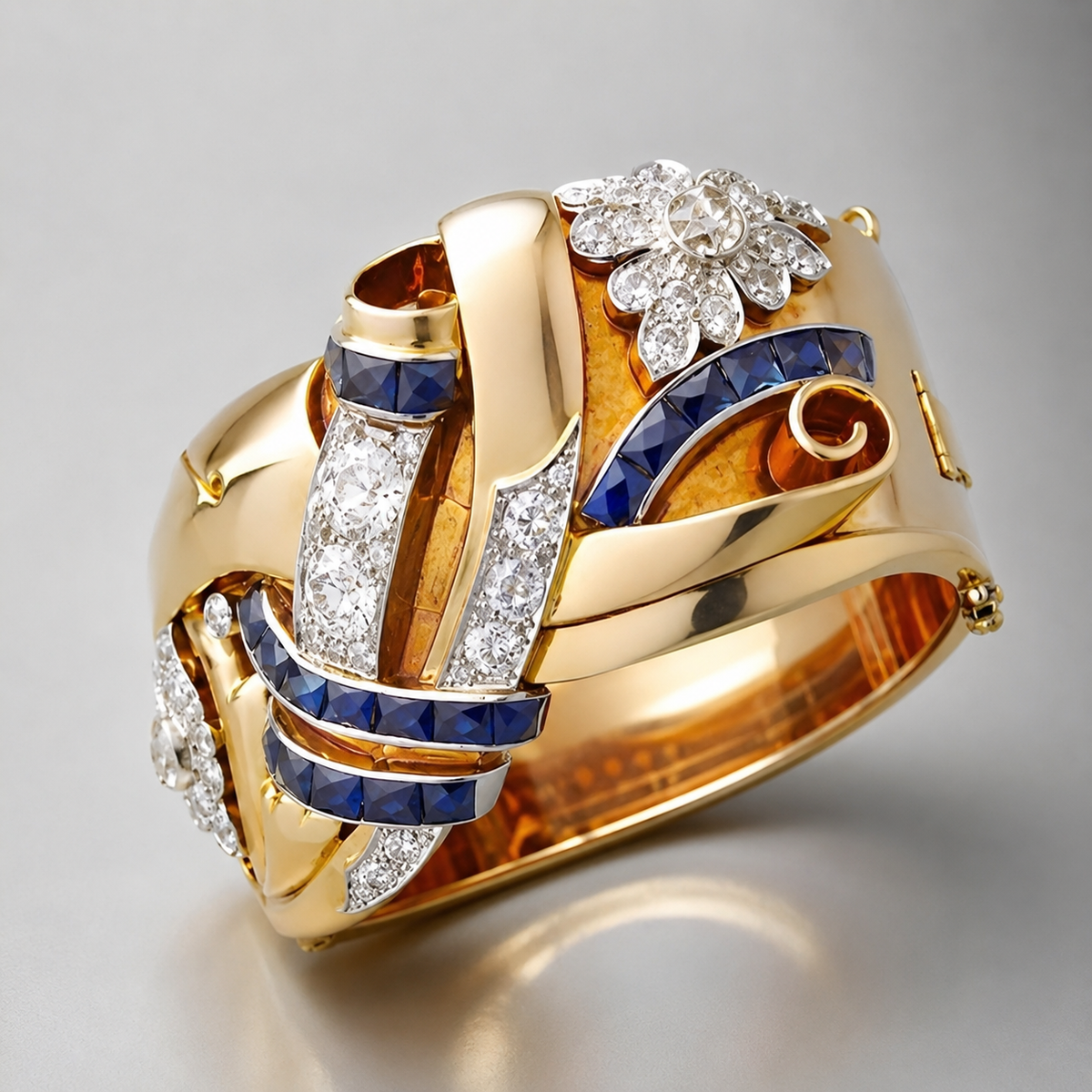 Mireille – Vintage-Ring aus Gold und blauer Zirkonia