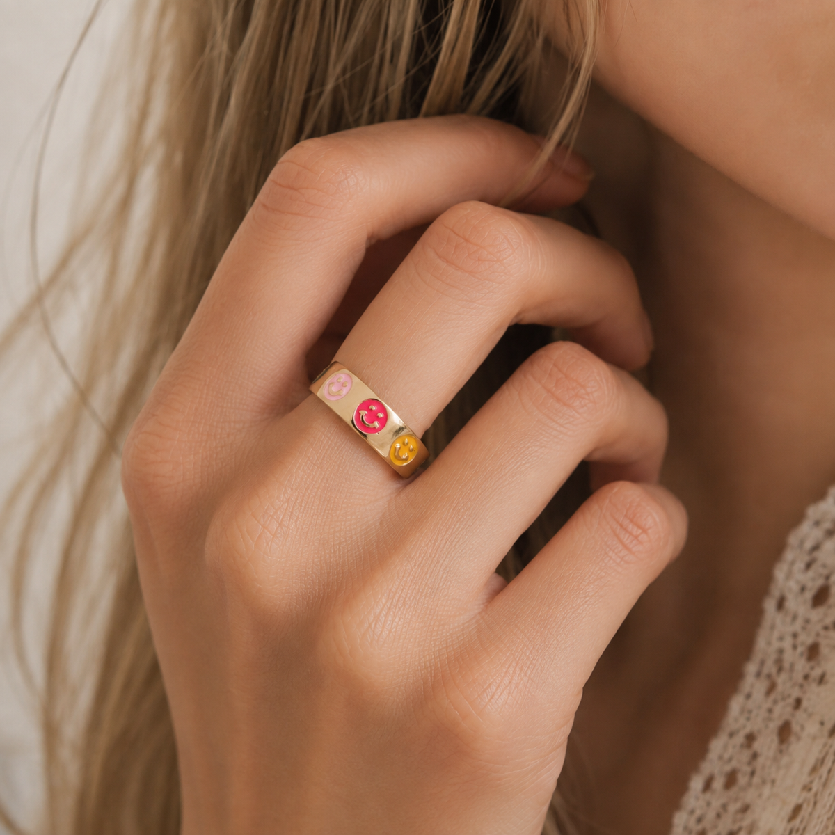 Smiley - Bunter lächelnder Ring