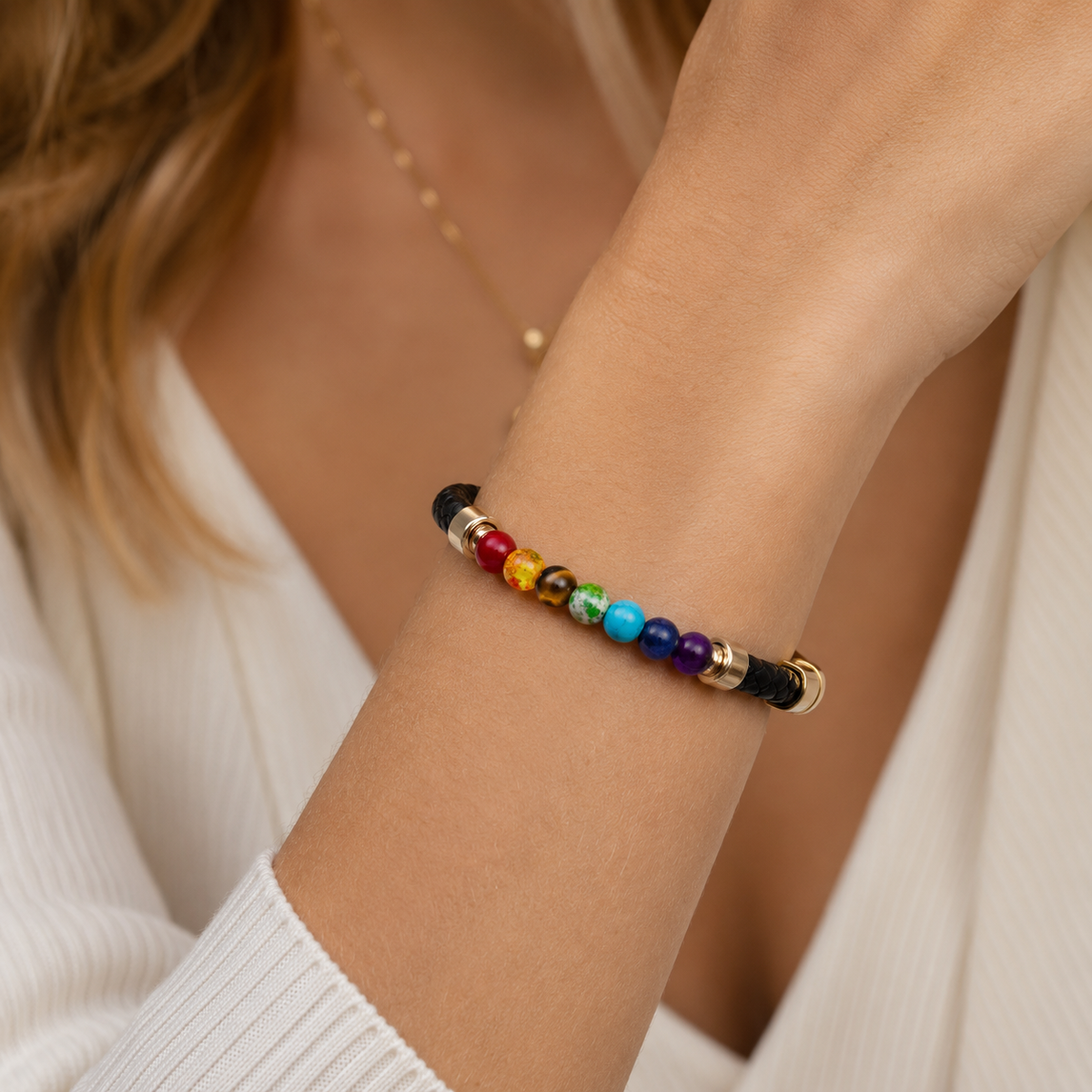 Zenaro – Lederarmband Gleichgewicht 7 Chakras