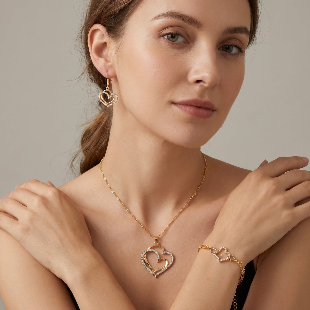 Celia – Set Halskette & Ohrringe Romantisch in Gold