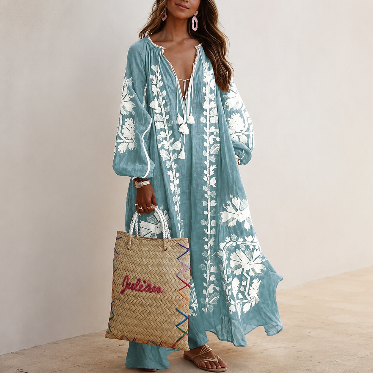 Nelia - Leichtes Boho-Sommerkleid mit Blumendesign