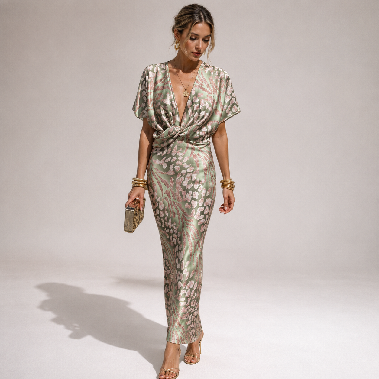 Teodora - Elegantes Damen-Maxikleid mit V-Auschnitt