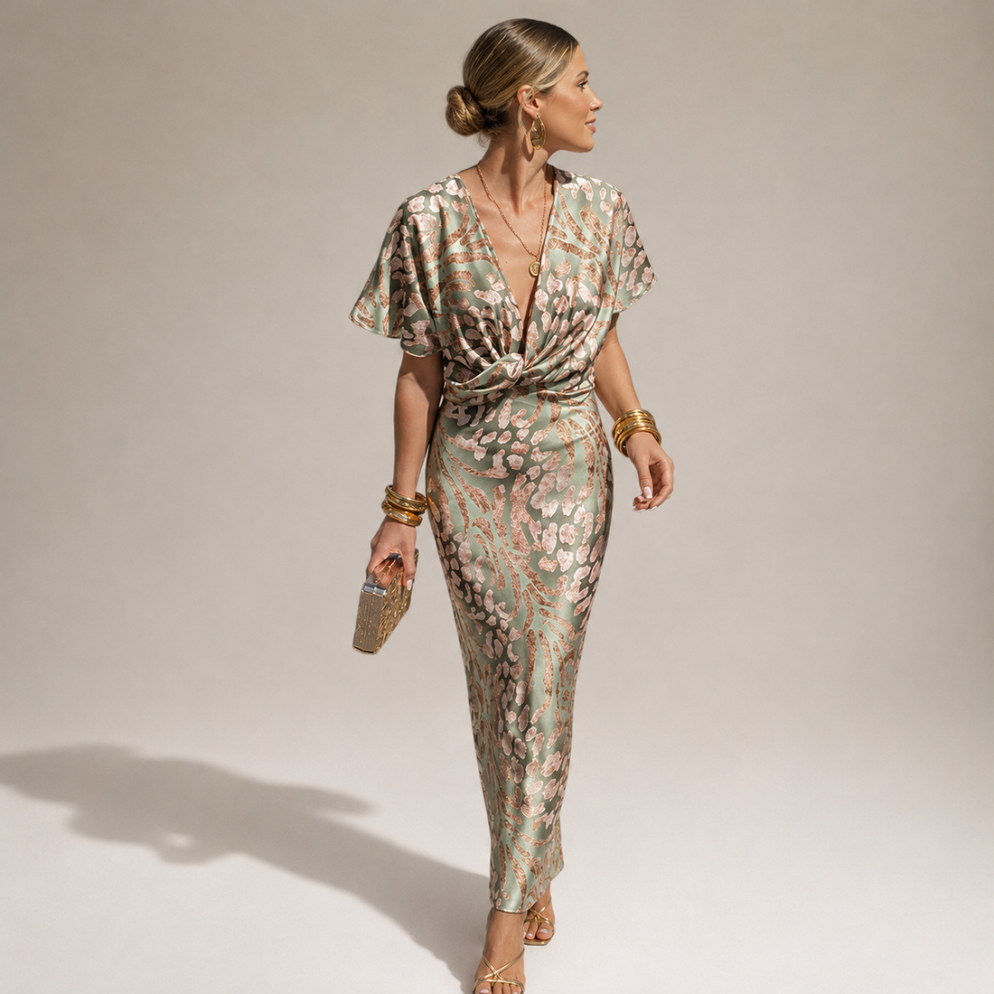 Teodora - Elegantes Damen-Maxikleid mit V-Auschnitt
