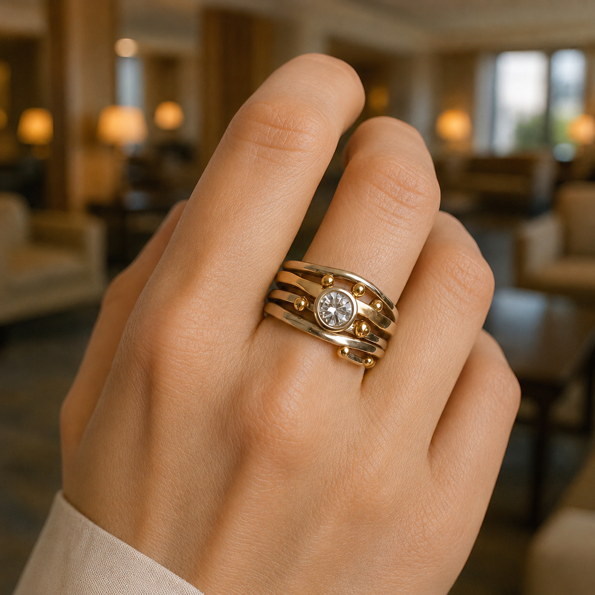 Dalia – Vintage-Goldring mit eingefasstem Zirkonia