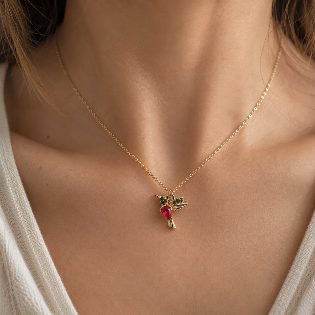 Jada – Halskette Kolibri aus Emaille und Zirkonia