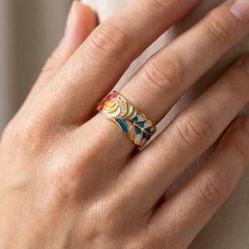 Isolde – Anillo mit handgemalten Blumen