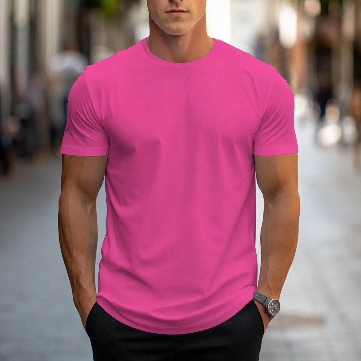 Owen - Klassisches Herren-T-Shirt in Uni-Farben