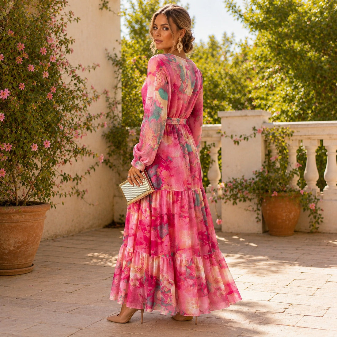 Carroll - Langes Kleid mit floralem Muster