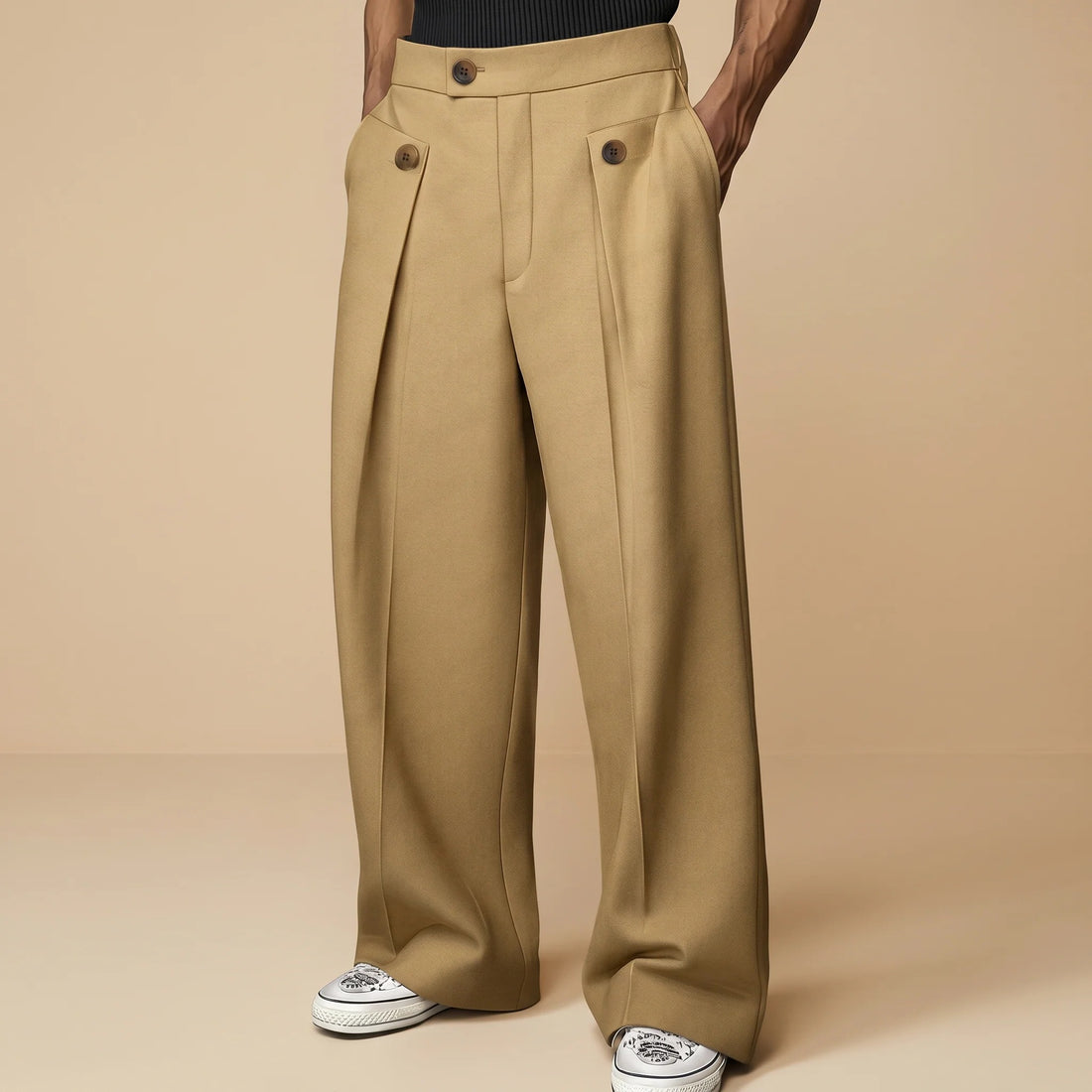 John - Modische Hose mit Weitem Schnitt und Hohem Bund
