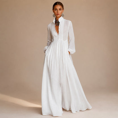 Kyran - Stilvolles, langes Kleid mit langen Ärmeln