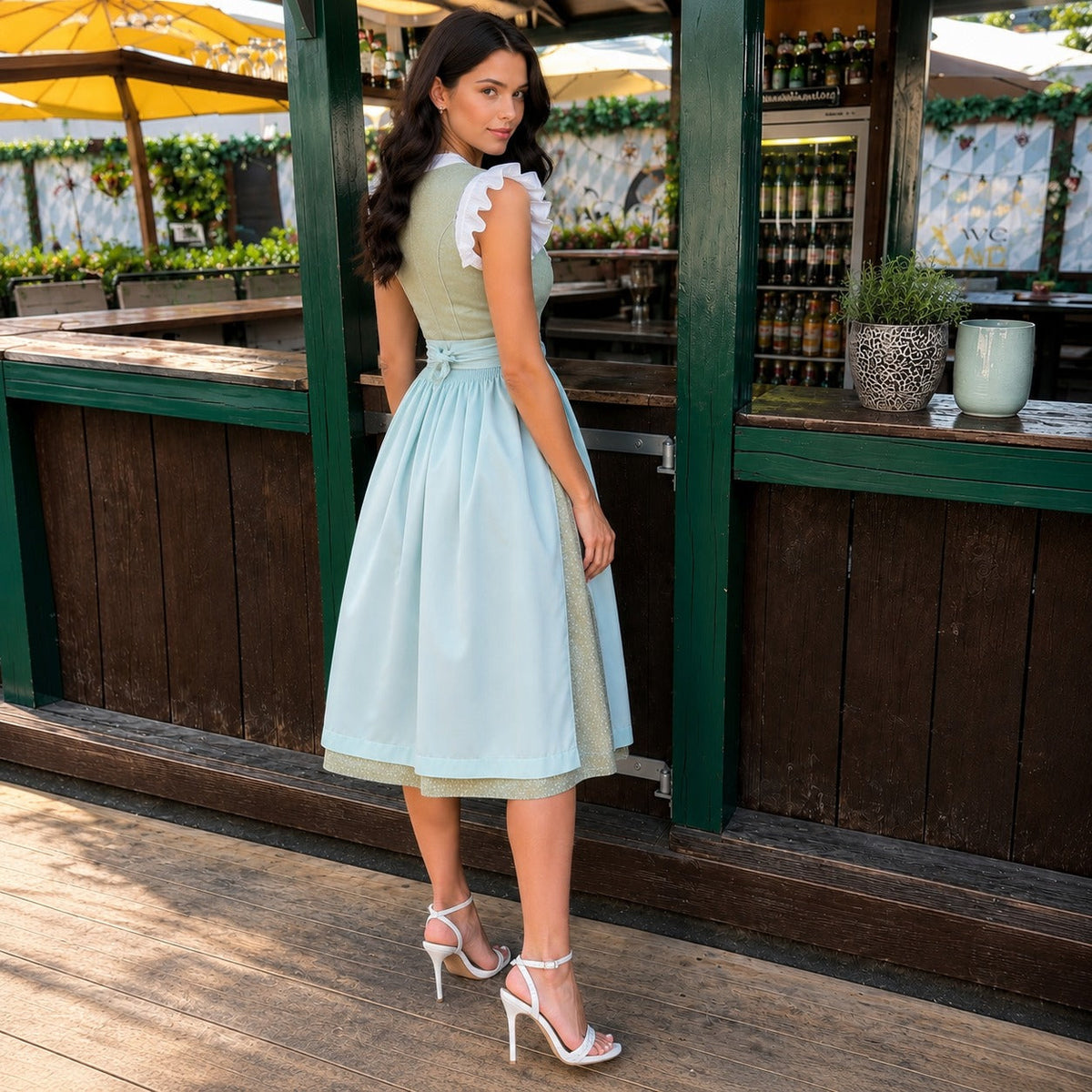 Evelyn - Luftiges Midikleid für das Oktoberfest mit kurzen Ärmeln (Futter nicht enthalten)