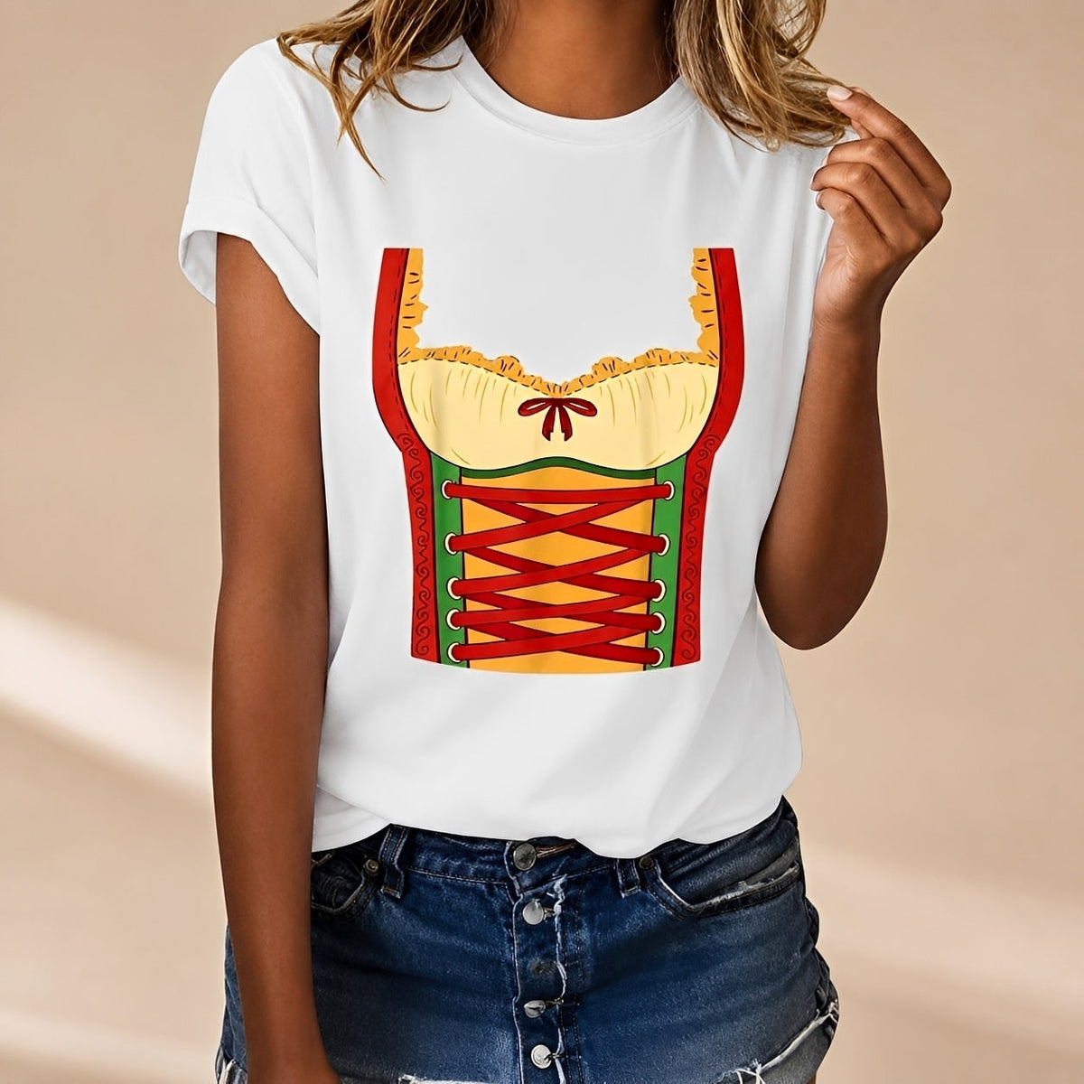 Cheryl - Locker sitzendes Partyhemd mit Oktoberfest-Motiv