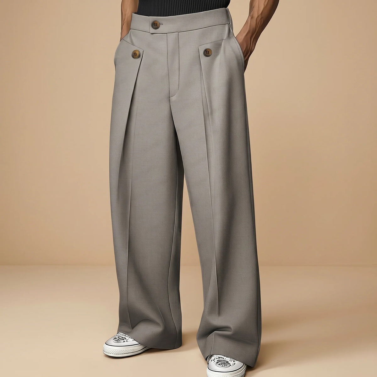 John - Modische Hose mit Weitem Schnitt und Hohem Bund