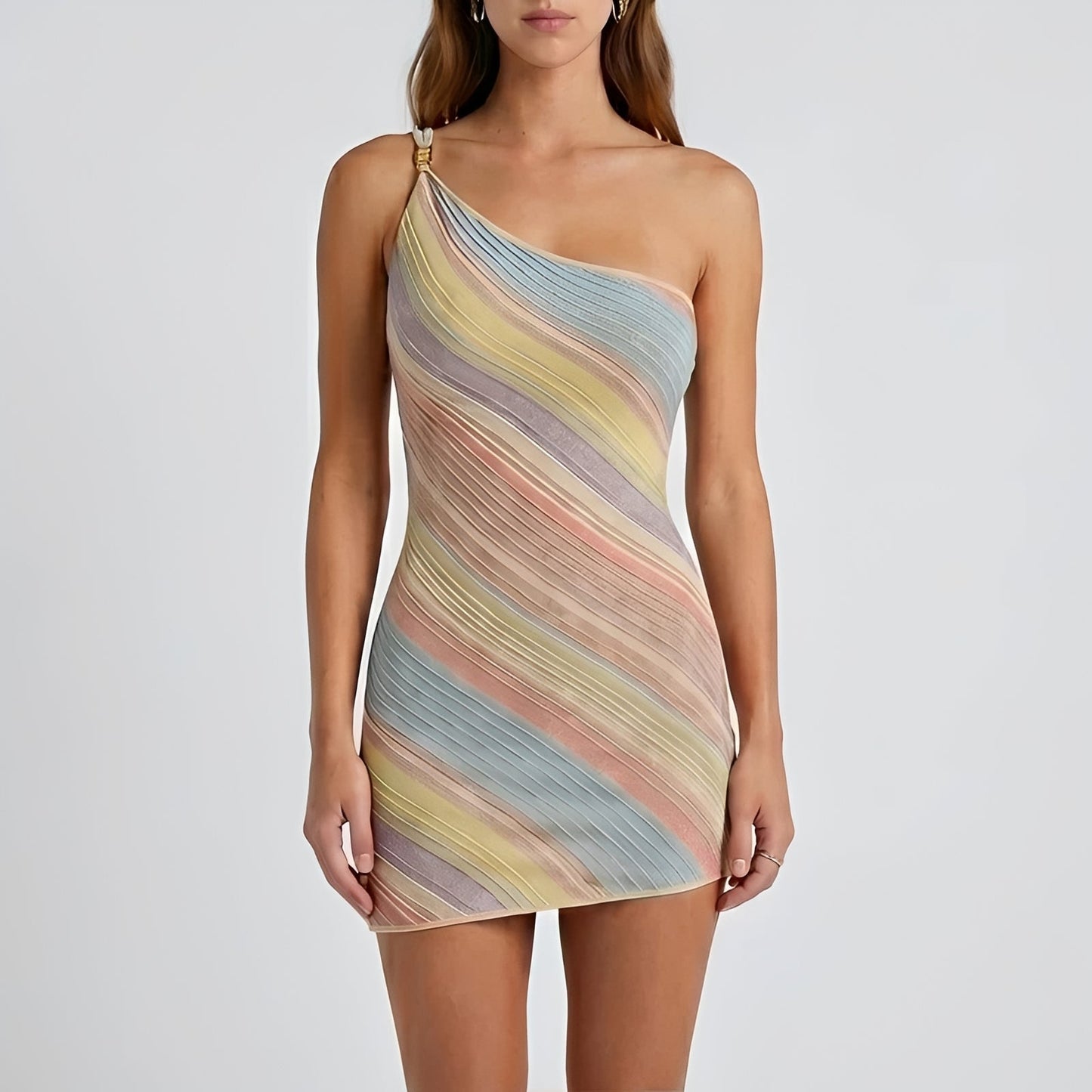 Kameron - Leuchtendes Minikleid mit One-Shoulder-Design
