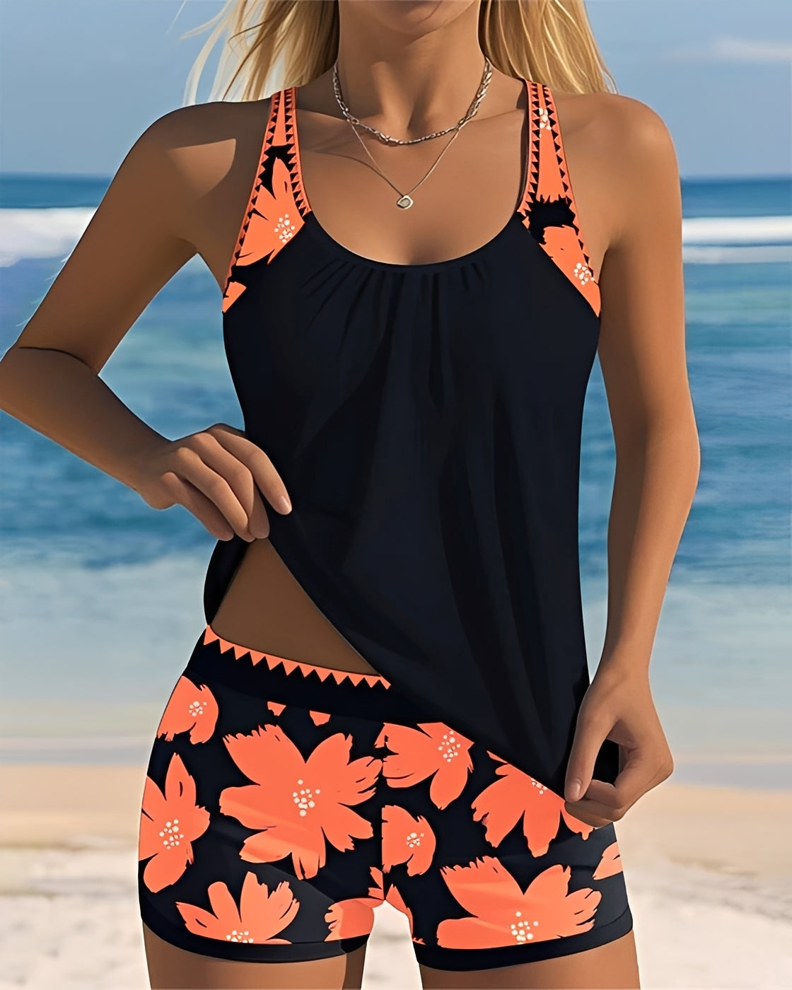 Mila - Tankini mit Blumenmuster und Rundhals