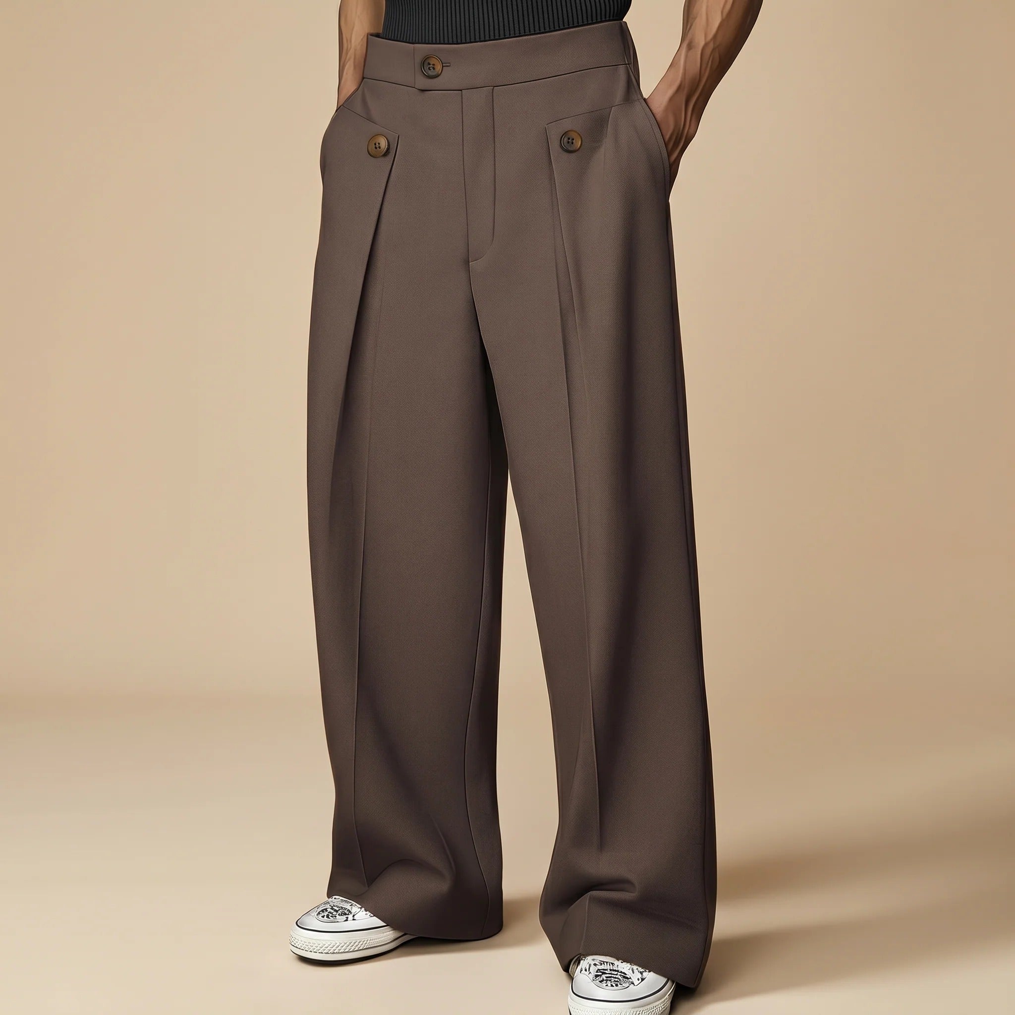 John - Modische Hose mit Weitem Schnitt und Hohem Bund