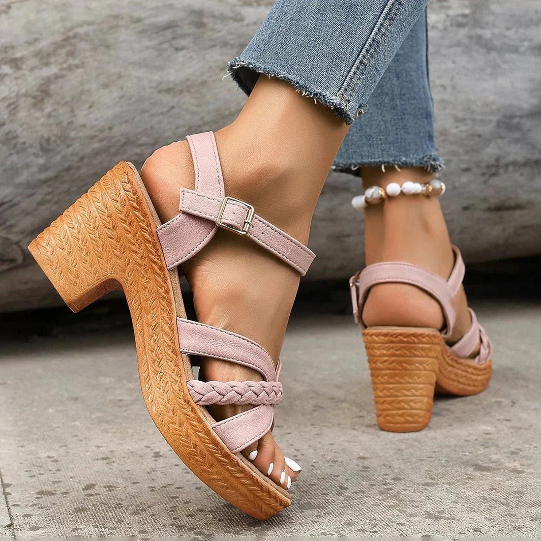 Ffion - Stilvolle, einfarbige Sandalen