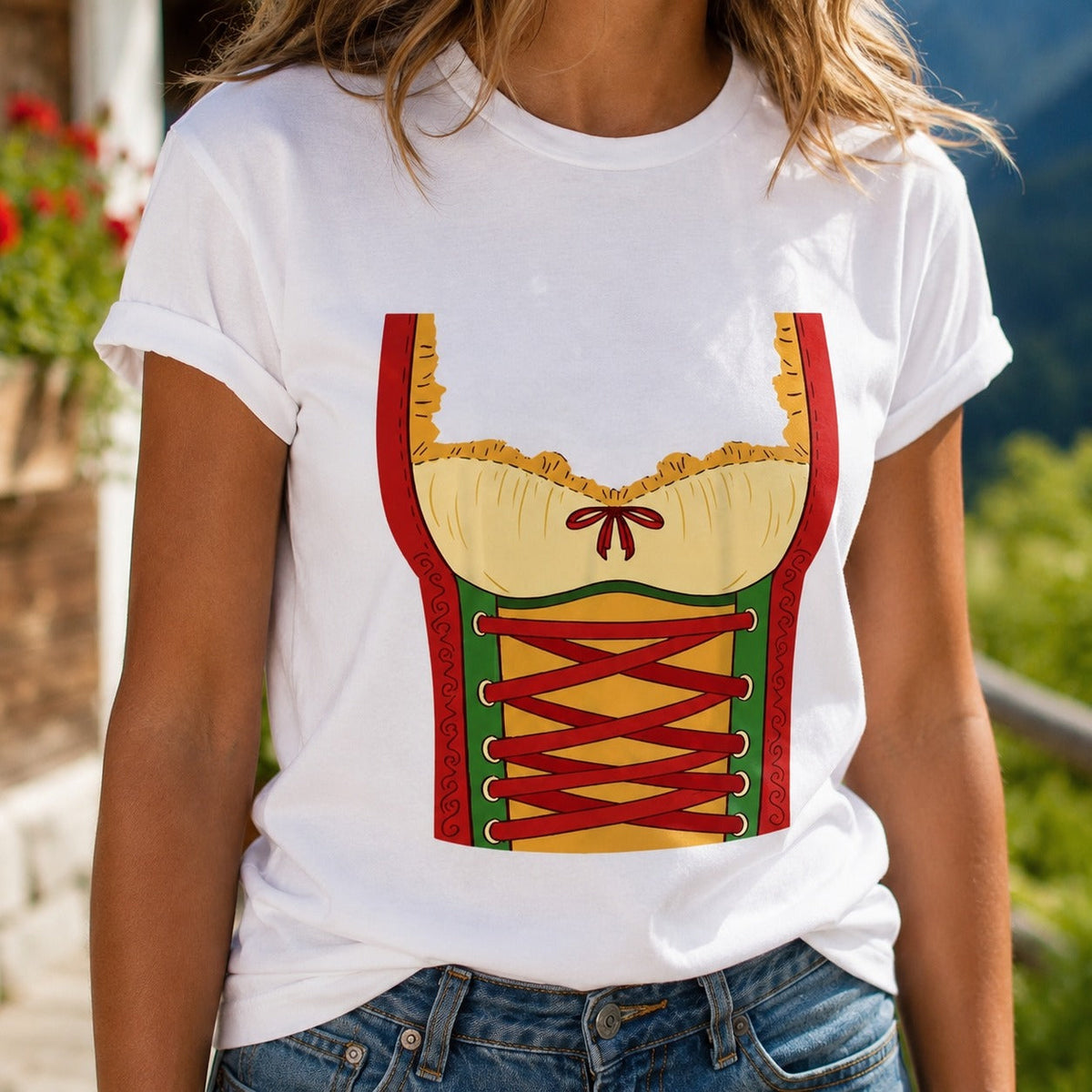 Cheryl - Locker sitzendes Partyhemd mit Oktoberfest-Motiv