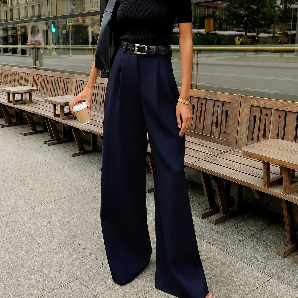 Marlene - Breite Hose ohne Gürtel