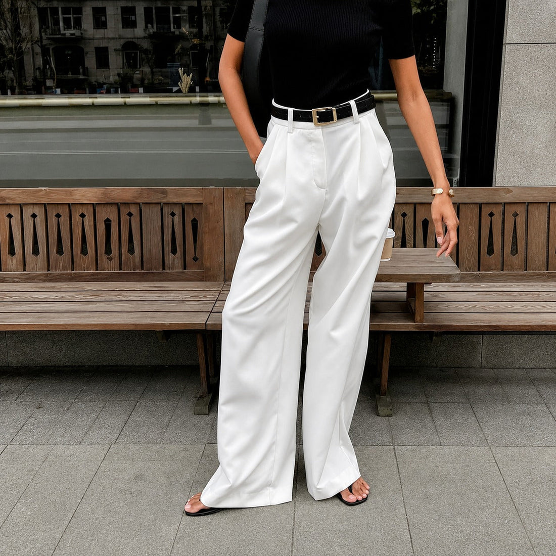 Marlene - Breite Hose ohne Gürtel