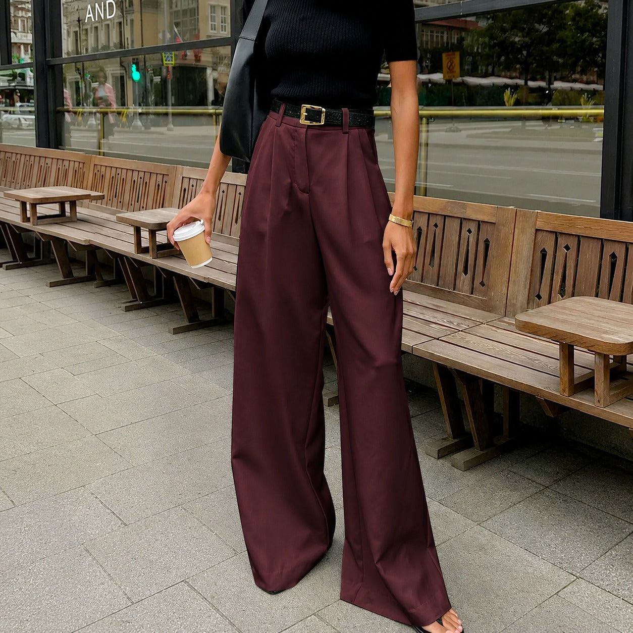 Marlene - Breite Hose ohne Gürtel