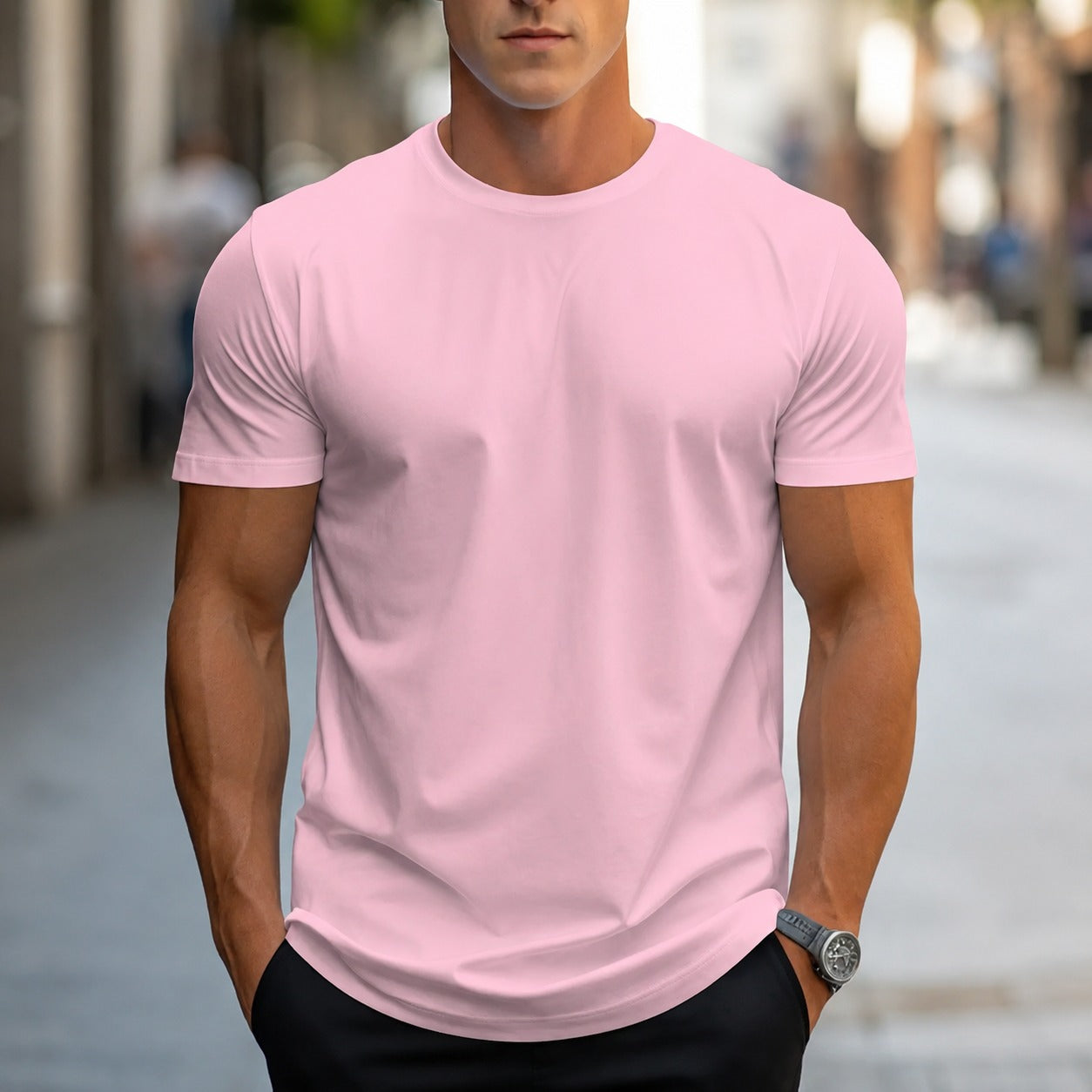 Owen - Klassisches Herren-T-Shirt in Uni-Farben