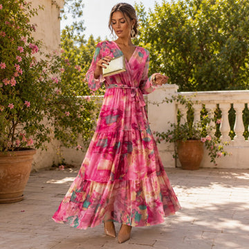 Carroll - Langes Kleid mit floralem Muster