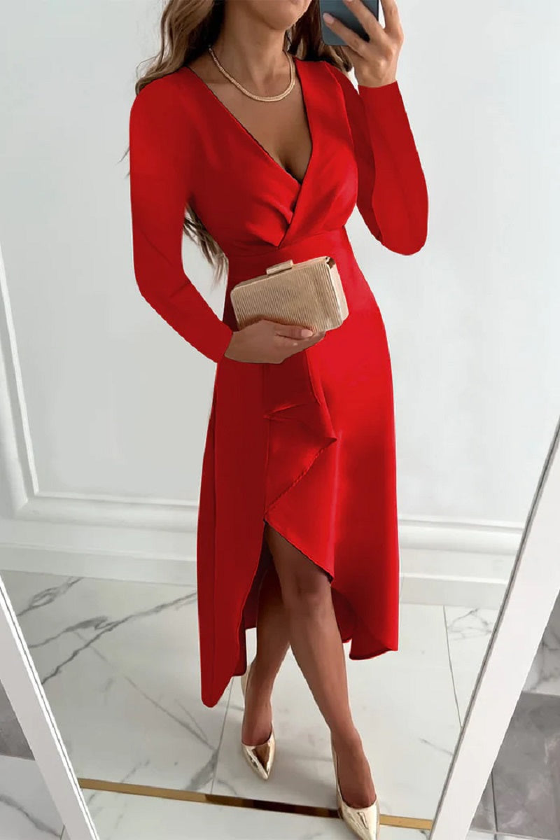 Shannon - Elegantes, unifarbenes Plisseekleid