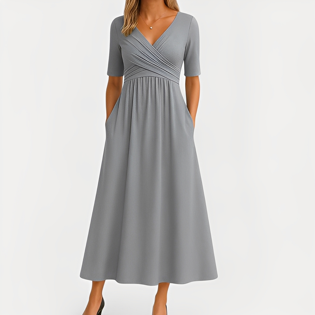 Maïka - Elegantes Kleid mit V-Ausschnitt