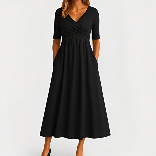 Maïka - Elegantes Damenkleid mit V-Ausschnitt