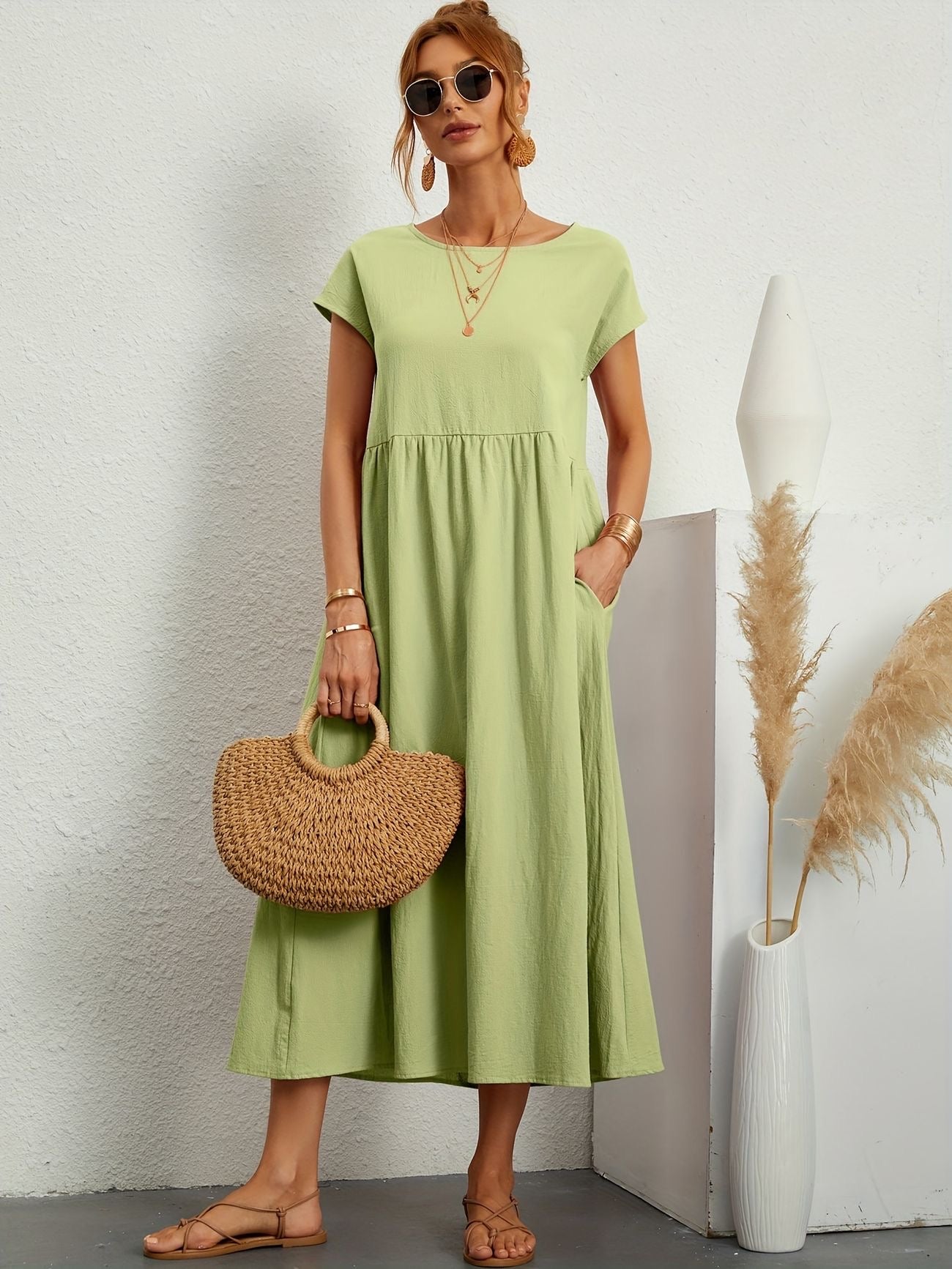 Camell - Kleid mit Rundhalsausschnitt