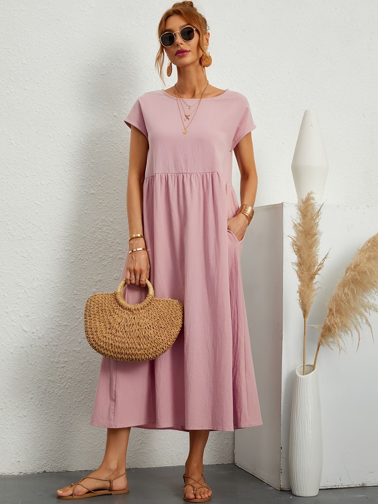 Camell - Kleid mit Rundhalsausschnitt